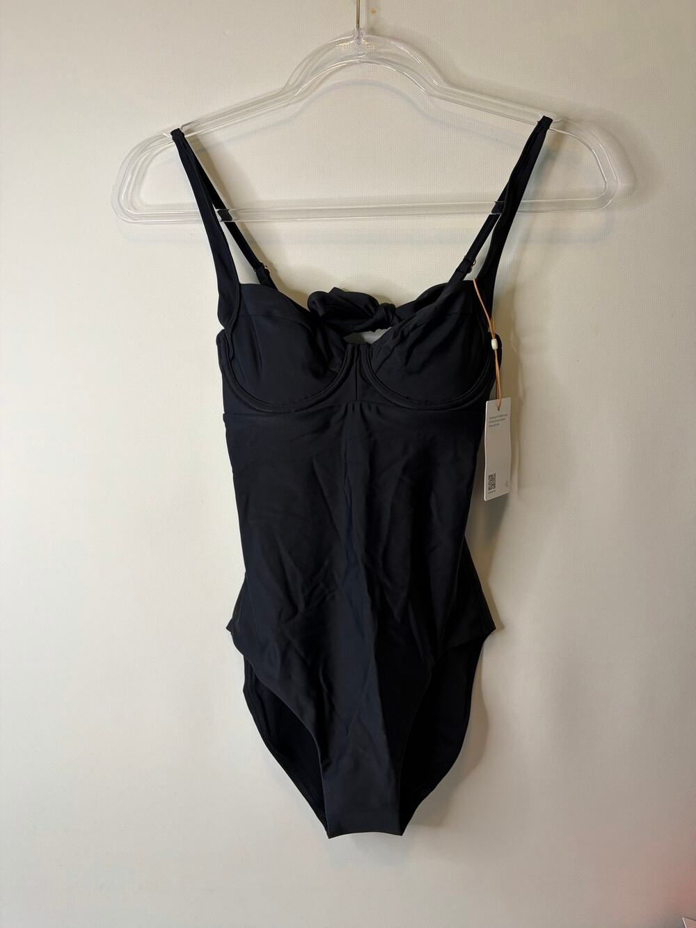 Quince Italian Underwire One-Piece Swimsuit Black Size Large NEW NWT